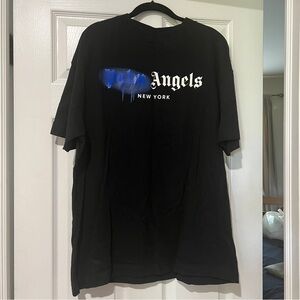 Palm Angels Black and Blue Short Sleeve Tee